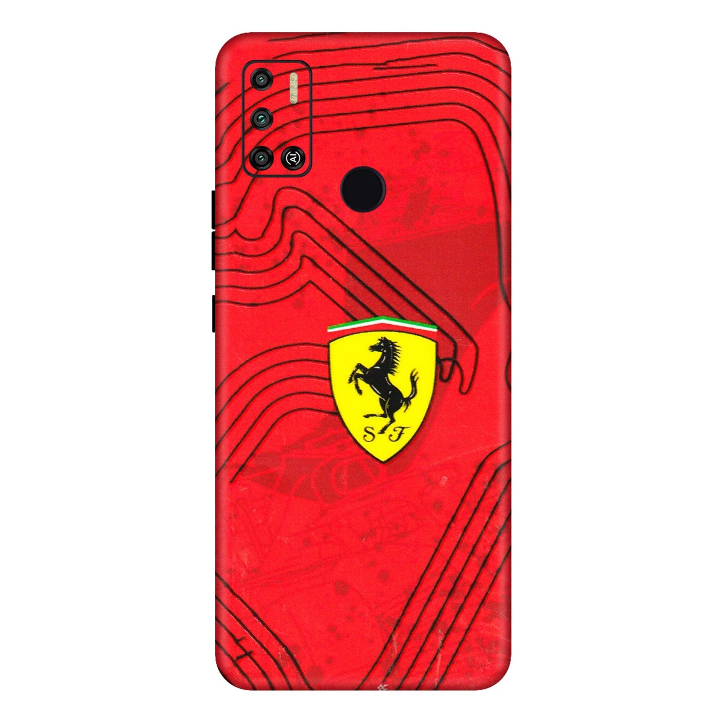Tecno Phone Skins (All Models) - Red Ferrari Logo Stylish - 3D Embossed Finish (L-238) Tecno Spark 6 AIR