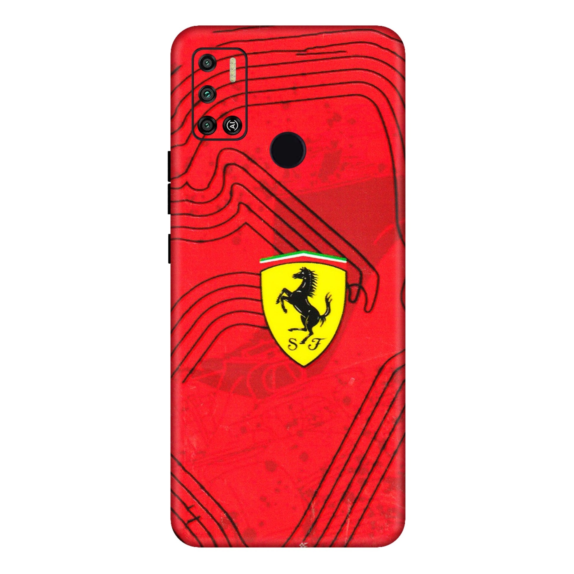 Tecno Phone Skins (All Models) - Red Ferrari Logo Stylish - 3D Embossed Finish (L-238) Tecno Spark 6 AIR