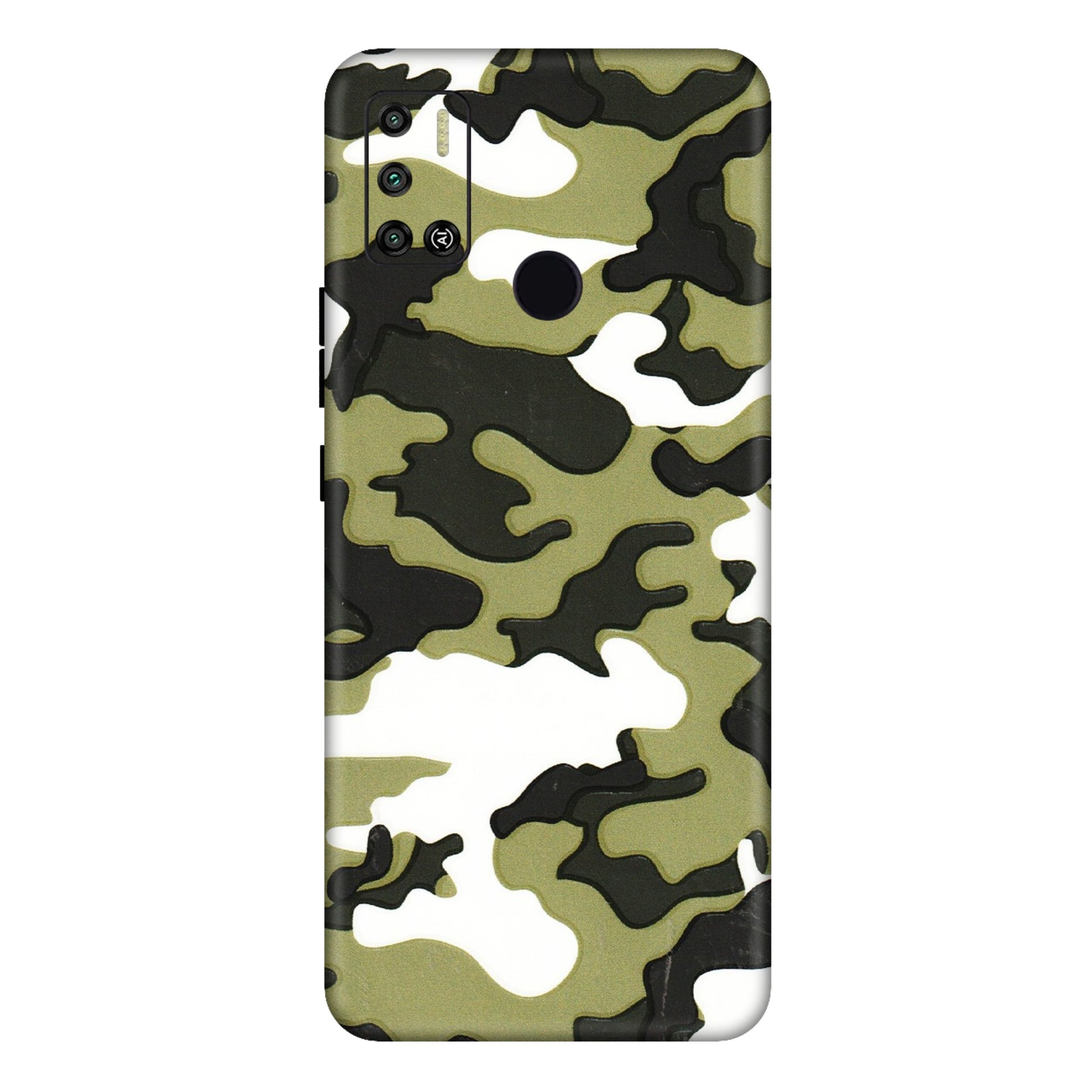 Tecno Phone Skins (All Models) - Camouflages White And Green - 3D Embossed Finish (L-243) Tecno Spark 6 AIR
