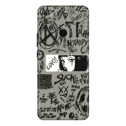 Tecno Phone Skins (All Models) - Never Have Love Anime - 3D Embossed Finish (L-260) Tecno Spark 6 AIR