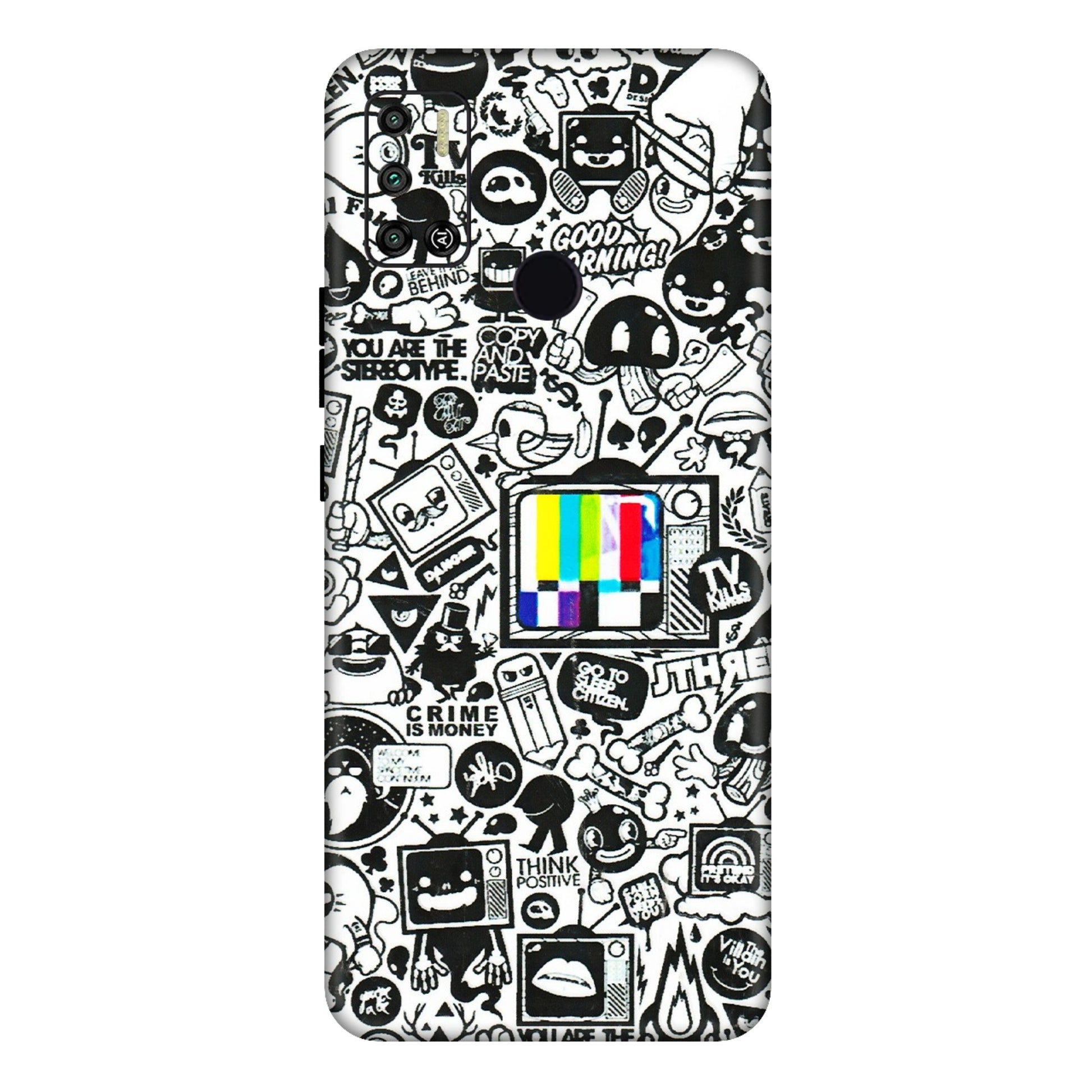 Tecno Phone Skins (All Models) - Doodles Positive Art - 3D Embossed Finish (L-263) Tecno Spark 6 AIR
