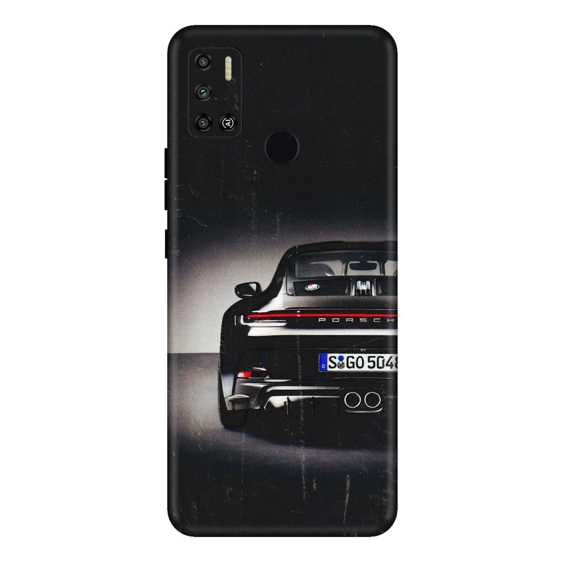 Tecno Phone Skins (All Models) - New Black Porsche GT3 - 3D Embossed Finish (L-327) Tecno Spark 6 AIR
