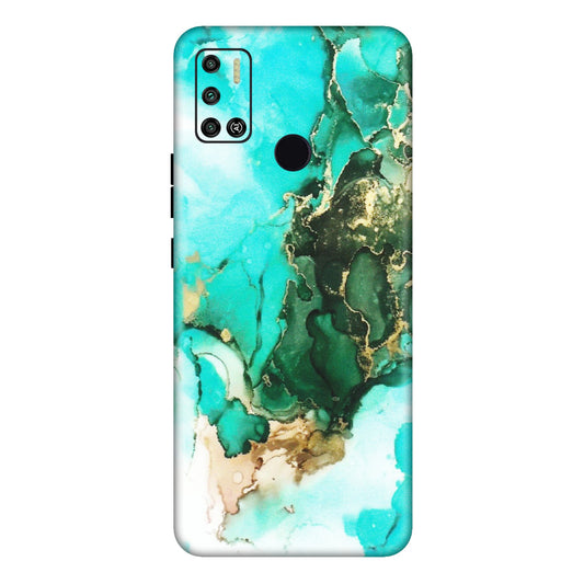 Tecno Phone Skins (All Models) - The Blue Gold Marble - Matte Finish (M-124) Tecno Spark 6 AIR
