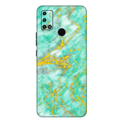 Tecno Phone Skins (All Models) - Green And Gold Marble Feel - Matte Finish (M-16) Tecno Spark 6 AIR