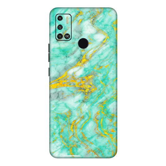 Tecno Phone Skins (All Models) - Green And Gold Marble Feel - Matte Finish (M-16) Tecno Spark 6 AIR
