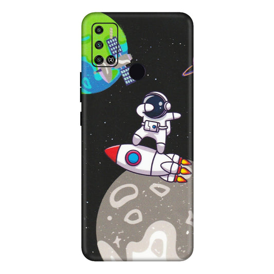 Tecno Phone Skins (All Models) - Astronaut Vibing Toon Running - Matte Finish (M-39) Tecno Spark 6 AIR