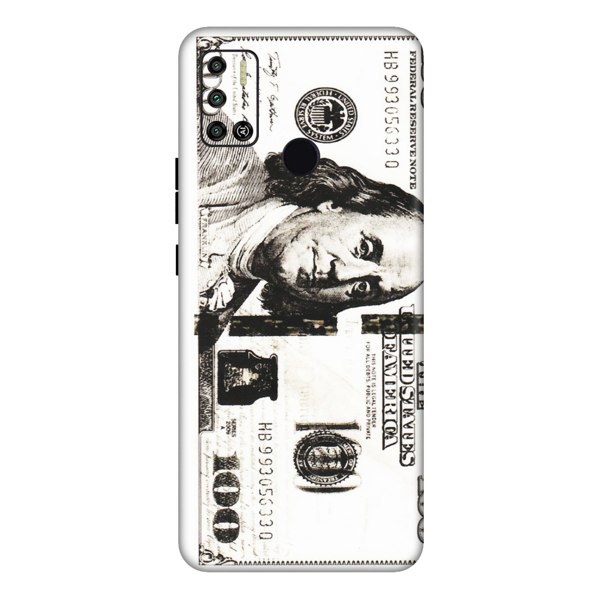 Tecno Phone Skins (All Models) - 100 Dollar Currency - Transparent Finish (T-01) Tecno Spark 6 AIR