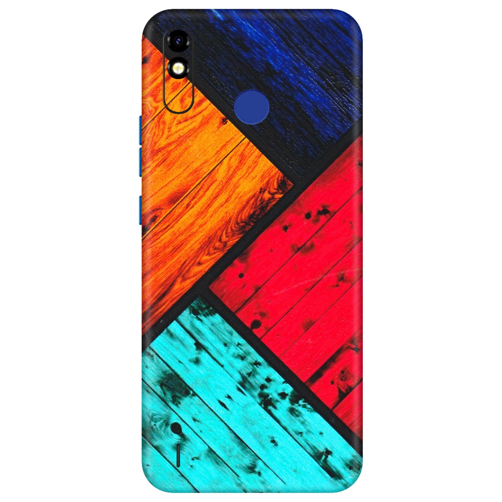 Tecno Phone Skins (All Models) - Colourful Wood Panels Abstract - 3D Embossed Finish (L-09) Tecno Spark Go Plus