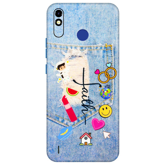 Tecno Phone Skins (All Models) - Denim Jeans Pocket - 3D Embossed Finish (L-134) Tecno Spark Go Plus