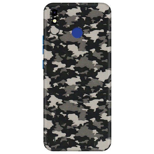 Tecno Phone Skins (All Models) - Black/Grey Camoflaunge - 3D Embossed Finish (L-142) Tecno Spark Go Plus