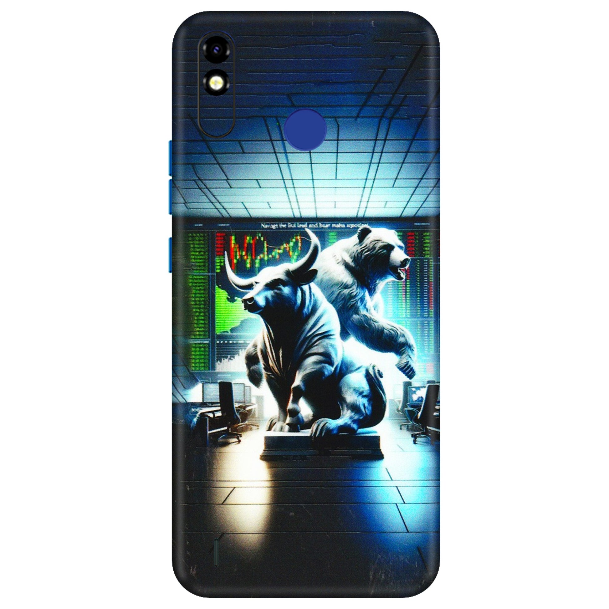 Tecno Phone Skins (All Models) - Stock Market Sensex Bear vs Bulls - 3D Embossed Finish (L-15) Tecno Spark Go Plus