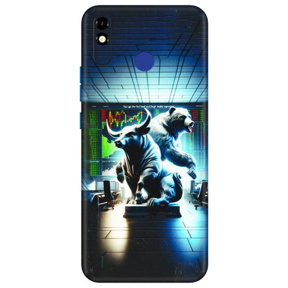 Tecno Phone Skins (All Models) - Stock Market Sensex Bear vs Bulls - 3D Embossed Finish (L-15) Tecno Spark Go Plus