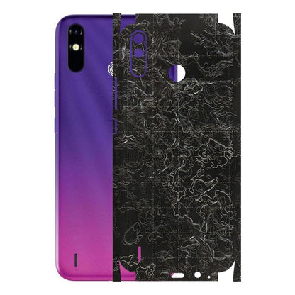 Tecno Phone Skins (All Models) - Black map Texture - 3D Embossed Finish (L-201) Tecno Spark Go Plus