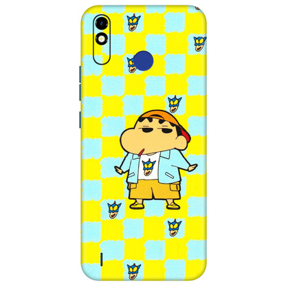 Tecno Phone Skins (All Models) - Yellow Blue Shinchan Cute - 3D Embossed Finish (L-221) Tecno Spark Go Plus