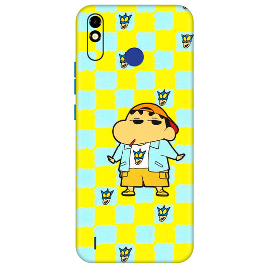 Tecno Phone Skins (All Models) - Yellow Blue Shinchan Cute - 3D Embossed Finish (L-221) Tecno Spark Go Plus