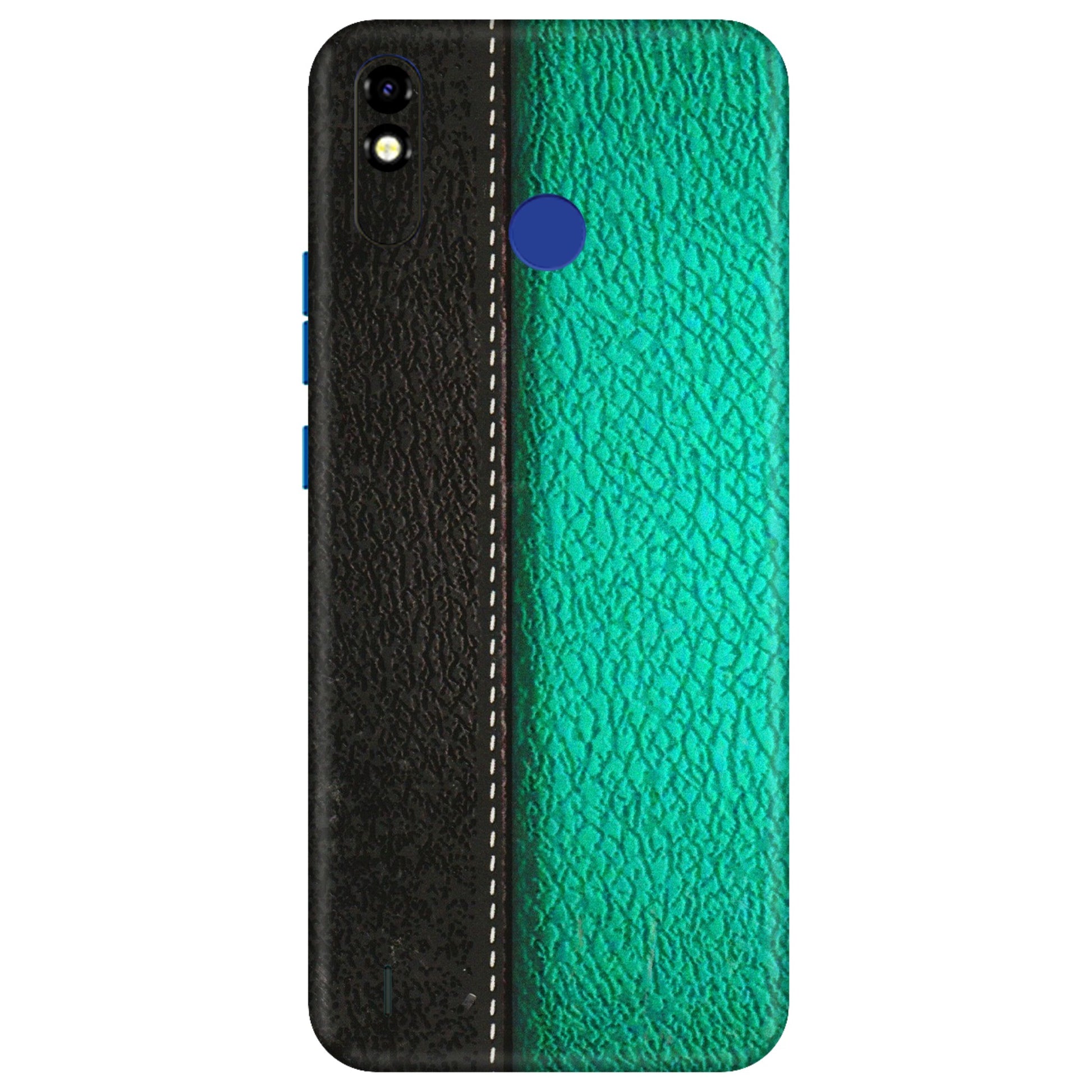 Tecno Phone Skins (All Models) - Black Green Dual Leather Stich - 3D Embossed Finish (L-233) Tecno Spark Go Plus