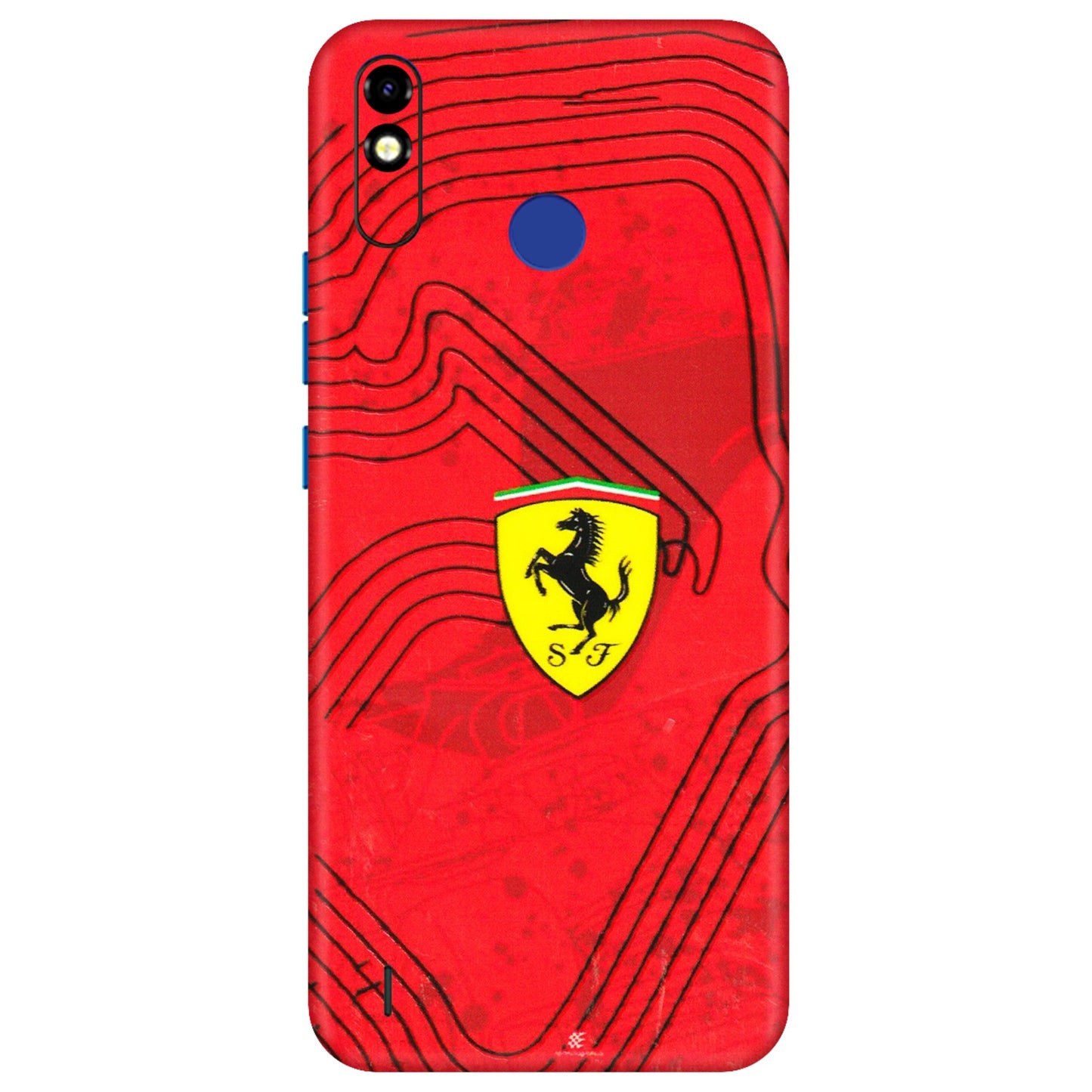 Tecno Phone Skins (All Models) - Red Ferrari Logo Stylish - 3D Embossed Finish (L-238) Tecno Spark Go Plus