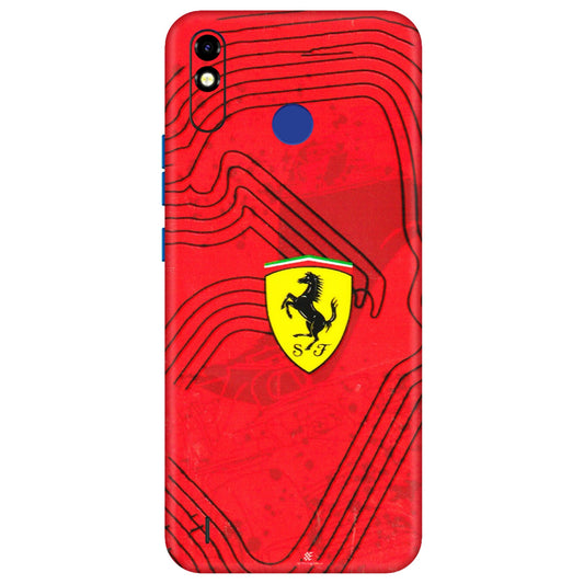 Tecno Phone Skins (All Models) - Red Ferrari Logo Stylish - 3D Embossed Finish (L-238) Tecno Spark Go Plus