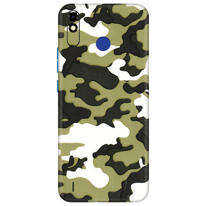 Tecno Phone Skins (All Models) - Camouflages White And Green - 3D Embossed Finish (L-243) Tecno Spark Go Plus