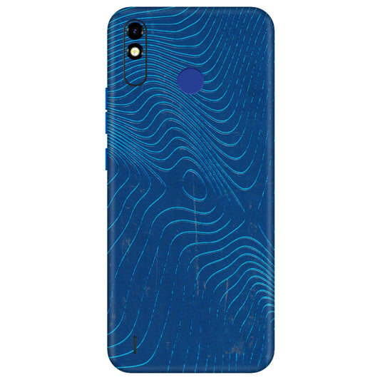 Tecno Phone Skins (All Models) - Abstract Blue Line Map - 3D Embossed Finish (L-272) Tecno Spark Go Plus
