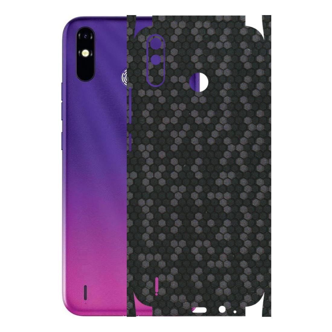 Tecno Phone Skins (All Models) - Black Grey Honeycomb Sober - 3D Embossed Finish (L-85) Tecno Spark Go Plus