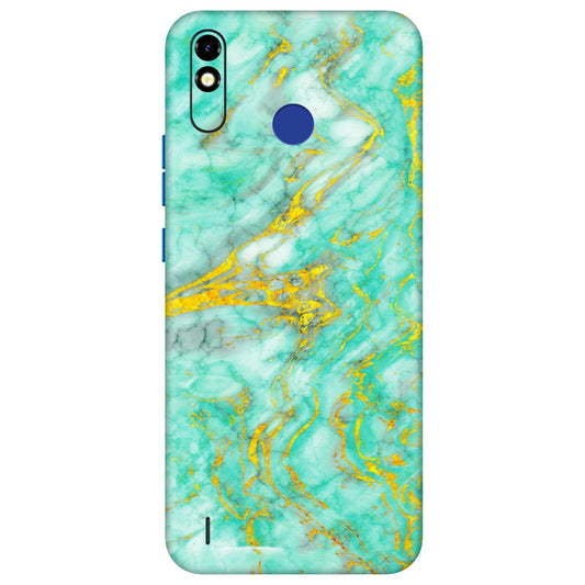 Tecno Phone Skins (All Models) - Green And Gold Marble Feel - Matte Finish (M-16) Tecno Spark Go Plus