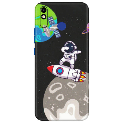 Tecno Phone Skins (All Models) - Astronaut Vibing Toon Running - Matte Finish (M-39) Tecno Spark Go Plus