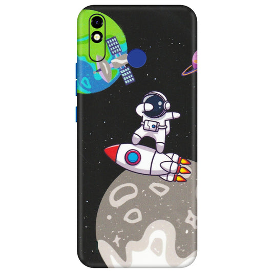 Tecno Phone Skins (All Models) - Astronaut Vibing Toon Running - Matte Finish (M-39) Tecno Spark Go Plus