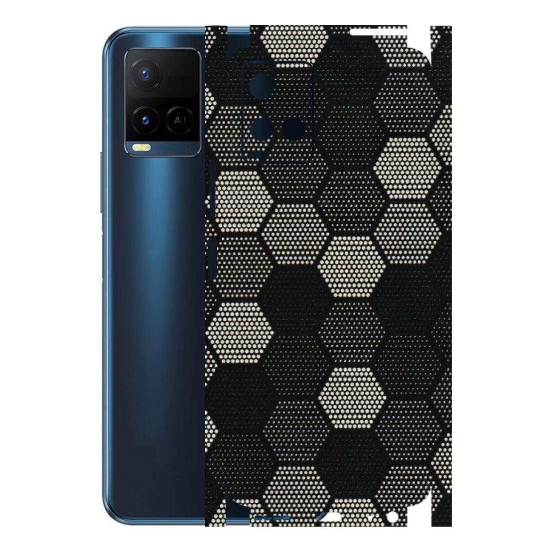 VIVO Y Series Phone Skins (All Models) - Black & White Dotted Honeycomb Texture - 3D Embossed Finish (L-202) Vivo Y21 2021