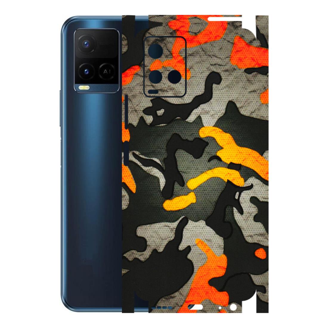 VIVO Y Series Phone Skins (All Models) - Orange Camouflage - 3D Embossed Finish (L-204) Vivo Y21 2021
