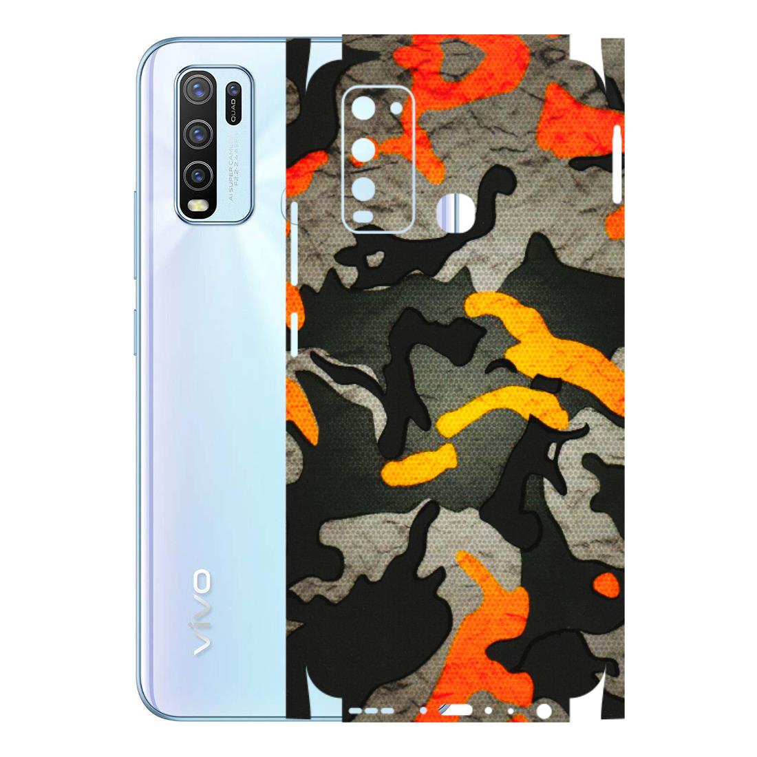 VIVO Y Series Phone Skins (All Models) - Orange Camouflage - 3D Embossed Finish (L-204) Vivo 50