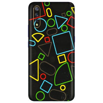 VIVO Z/V/X/T/U/S Series Phone Skins (All Models) - Black Shapes - 3D Embossed Finish (L-131) Vivo S1
