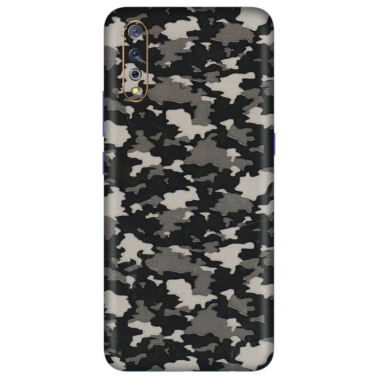 VIVO Z/V/X/T/U/S Series Phone Skins (All Models) - Black/Grey Camoflaunge - 3D Embossed Finish (L-142) Vivo S1