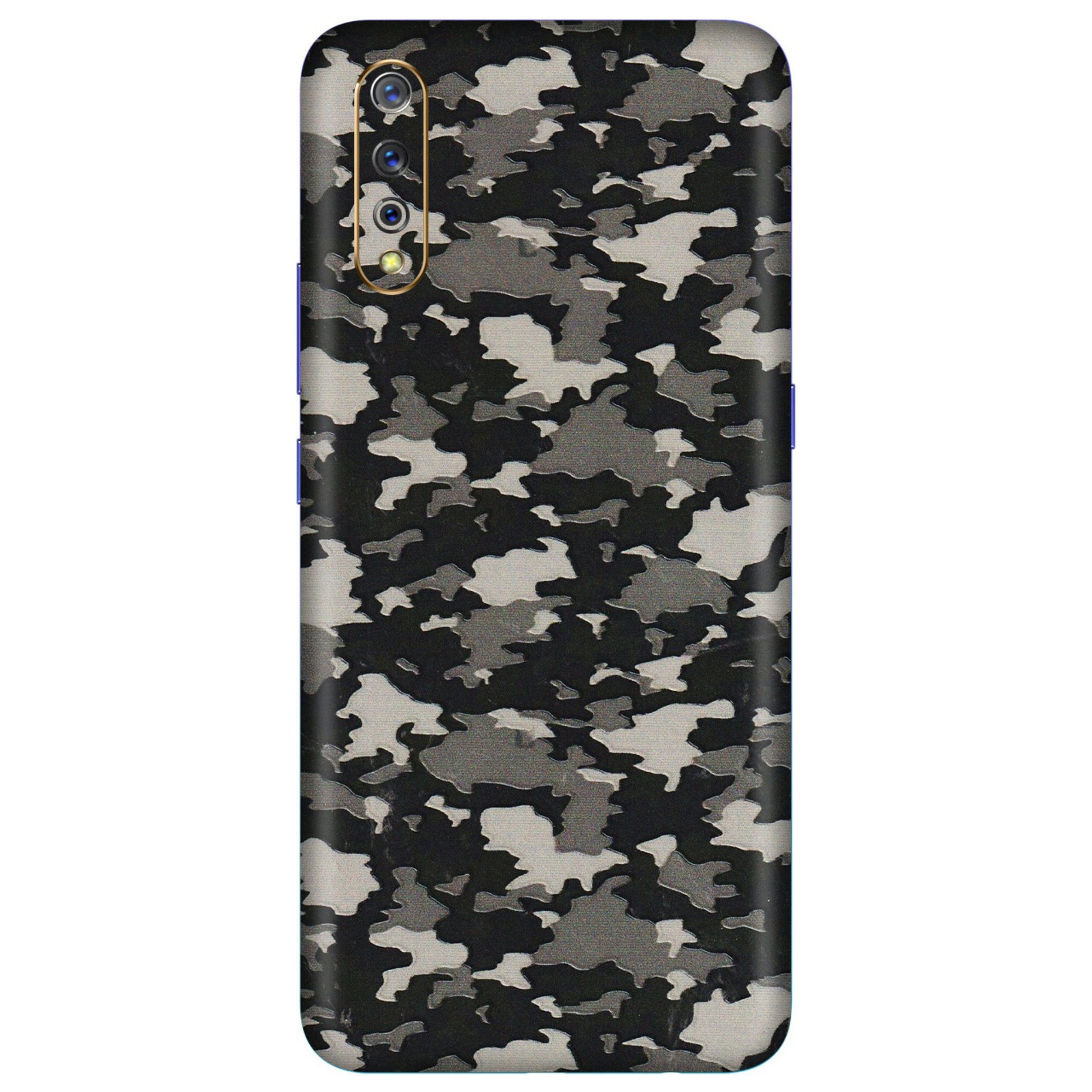 VIVO Z/V/X/T/U/S Series Phone Skins (All Models) - Black/Grey Camoflaunge - 3D Embossed Finish (L-142) Vivo S1