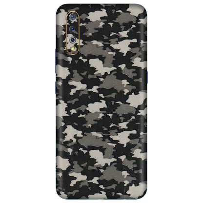 VIVO Z/V/X/T/U/S Series Phone Skins (All Models) - Black/Grey Camoflaunge - 3D Embossed Finish (L-142) Vivo S1