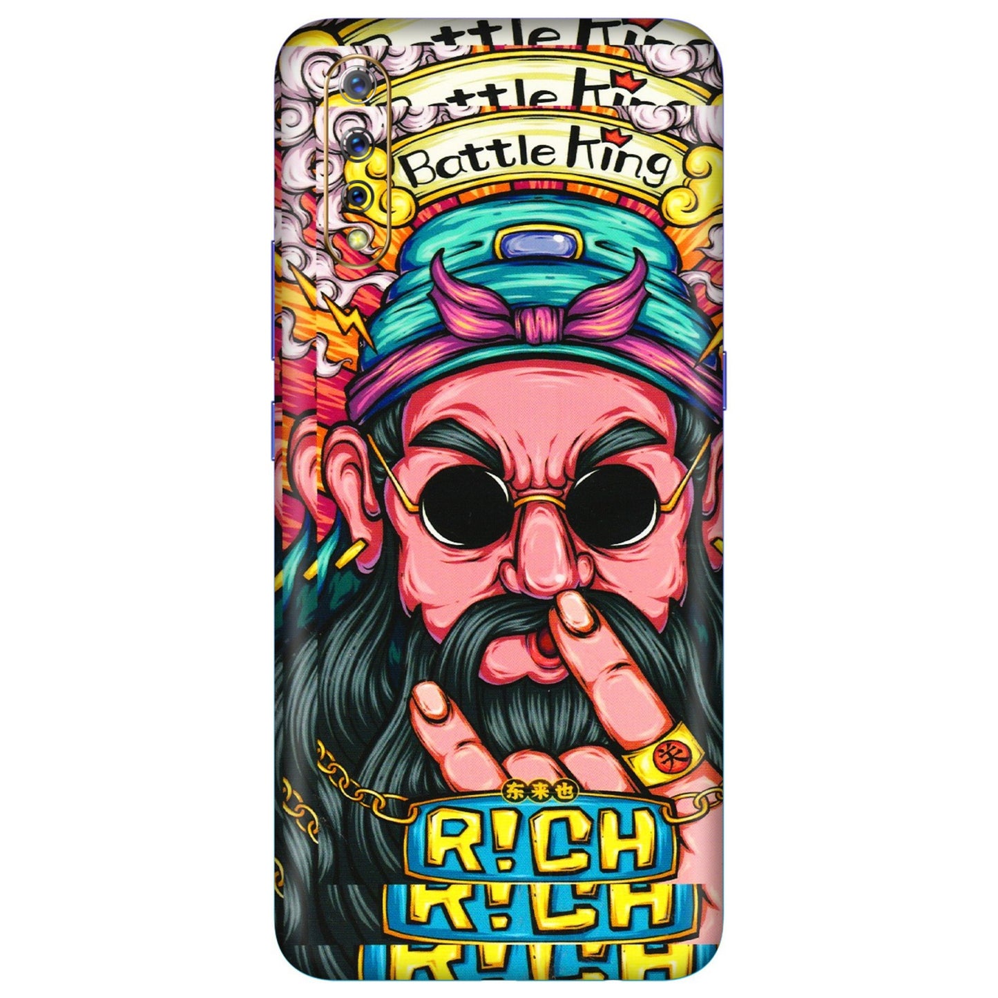 VIVO Z/V/X/T/U/S Series Phone Skins (All Models) - Battle King Dude Face - 3D Embossed Finish (L-178) Vivo S1