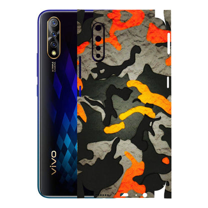 VIVO Z/V/X/T/U/S Series Phone Skins (All Models) - Orange Camouflage - 3D Embossed Finish (L-204) Vivo S1