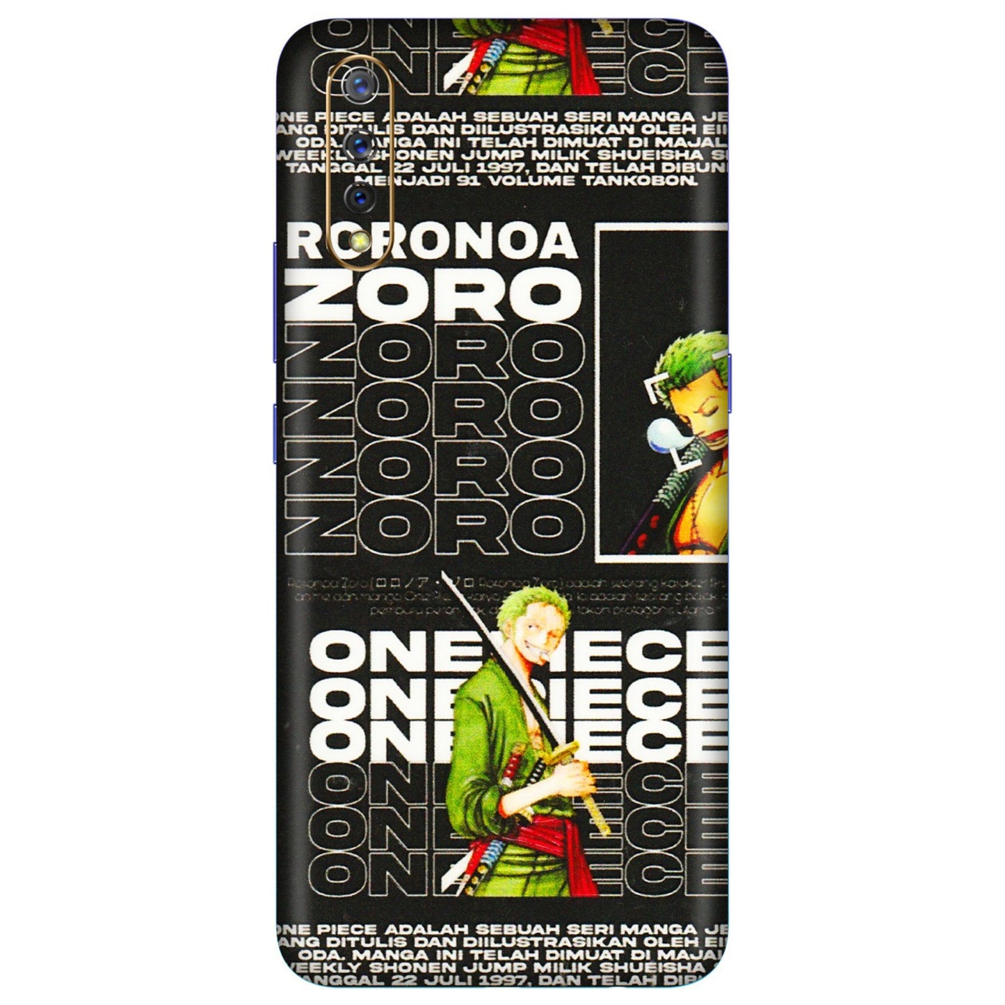 VIVO Z/V/X/T/U/S Series Phone Skins (All Models) - One Piece Zoro - 3D Embossed Finish (L-250) Vivo S1