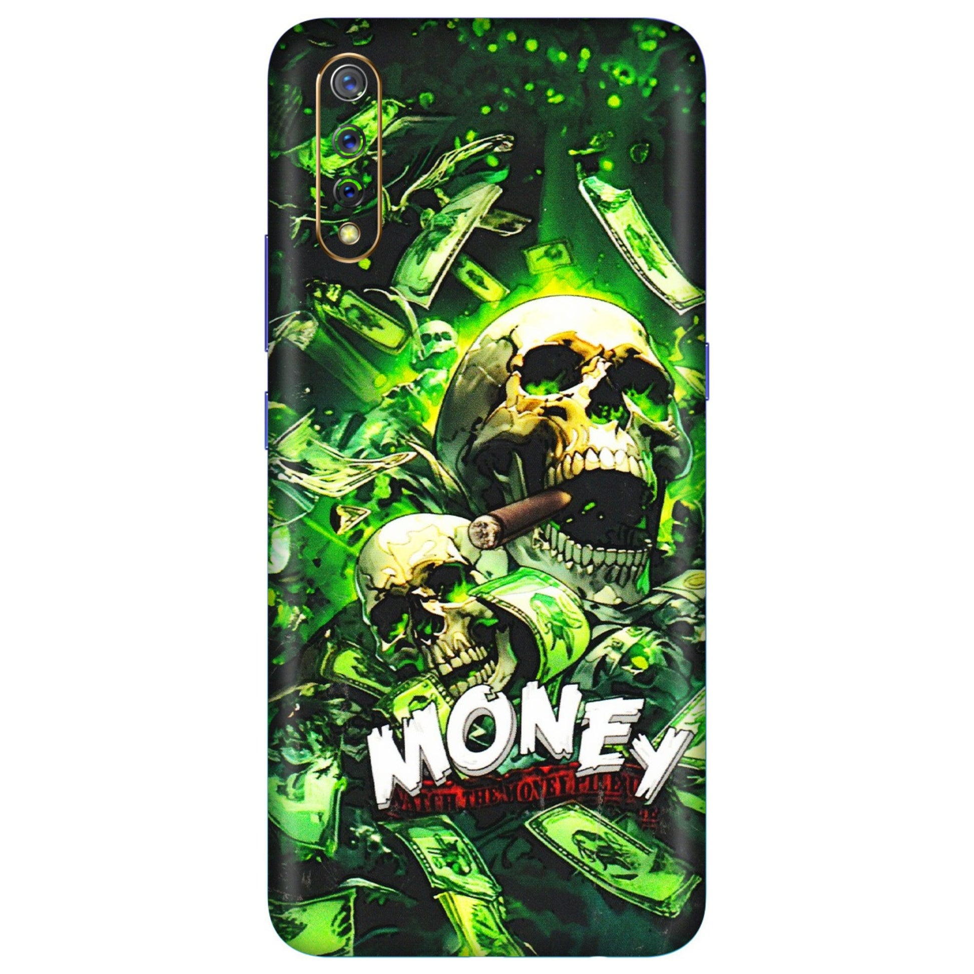 VIVO Z/V/X/T/U/S Series Phone Skins (All Models) - Skull Money - 3D Embossed Finish (L-303) Vivo S1