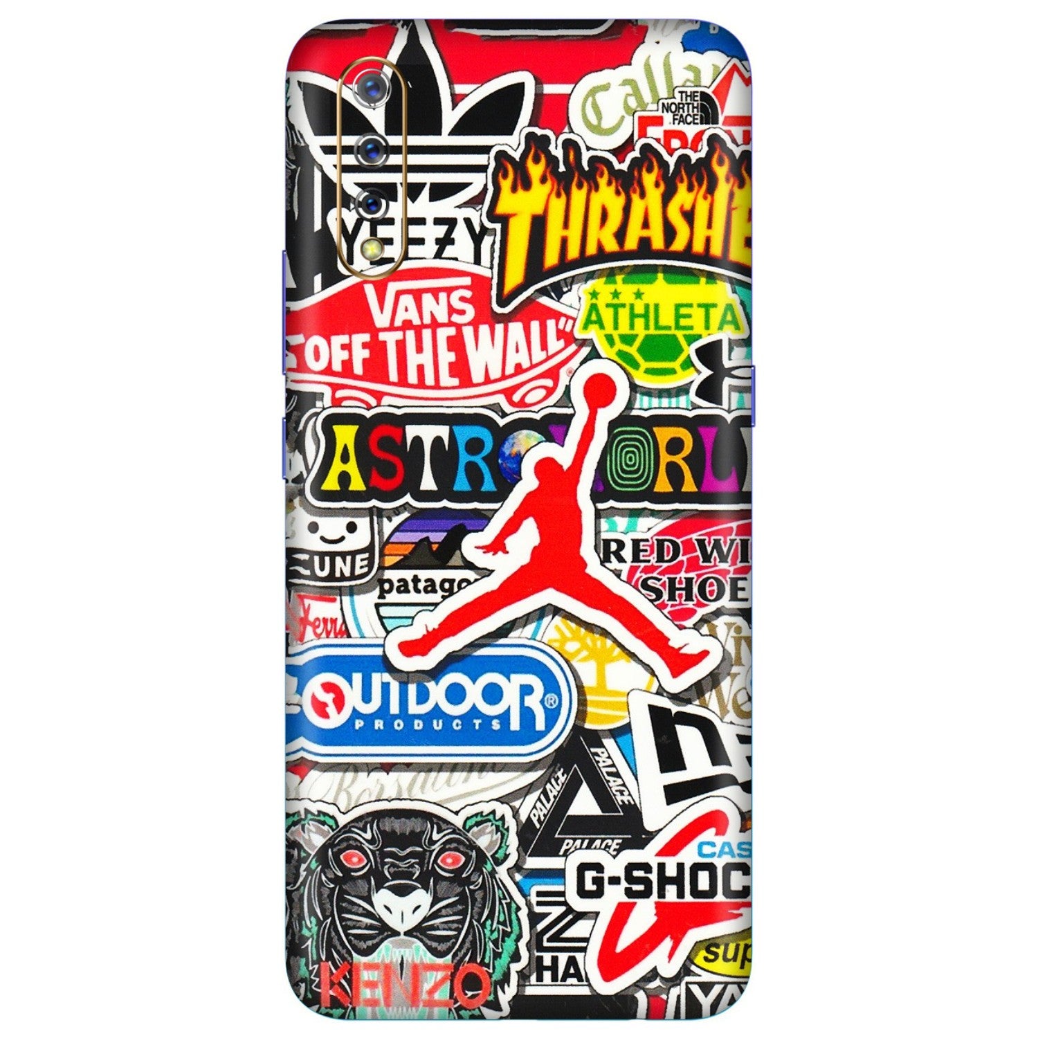 VIVO Z/V/X/T/U/S Series Phone Skins (All Models) - Multi Brands Sticker Graffiti - 3D Embossed Finish (L-37) Vivo S1