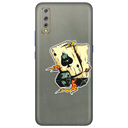 VIVO Z/V/X/T/U/S Series Phone Skins (All Models) - Grey Cards Of Ace - 3D Embossed Finish (L-77) Vivo S1