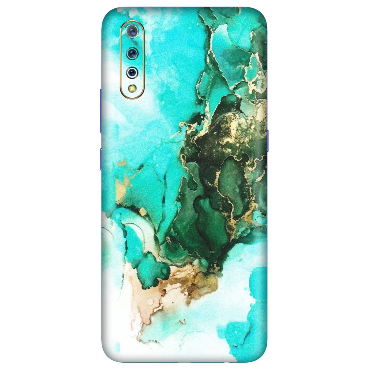 VIVO Z/V/X/T/U/S Series Phone Skins (All Models) - The Blue Gold Marble - Matte Finish (M-124) Vivo S1