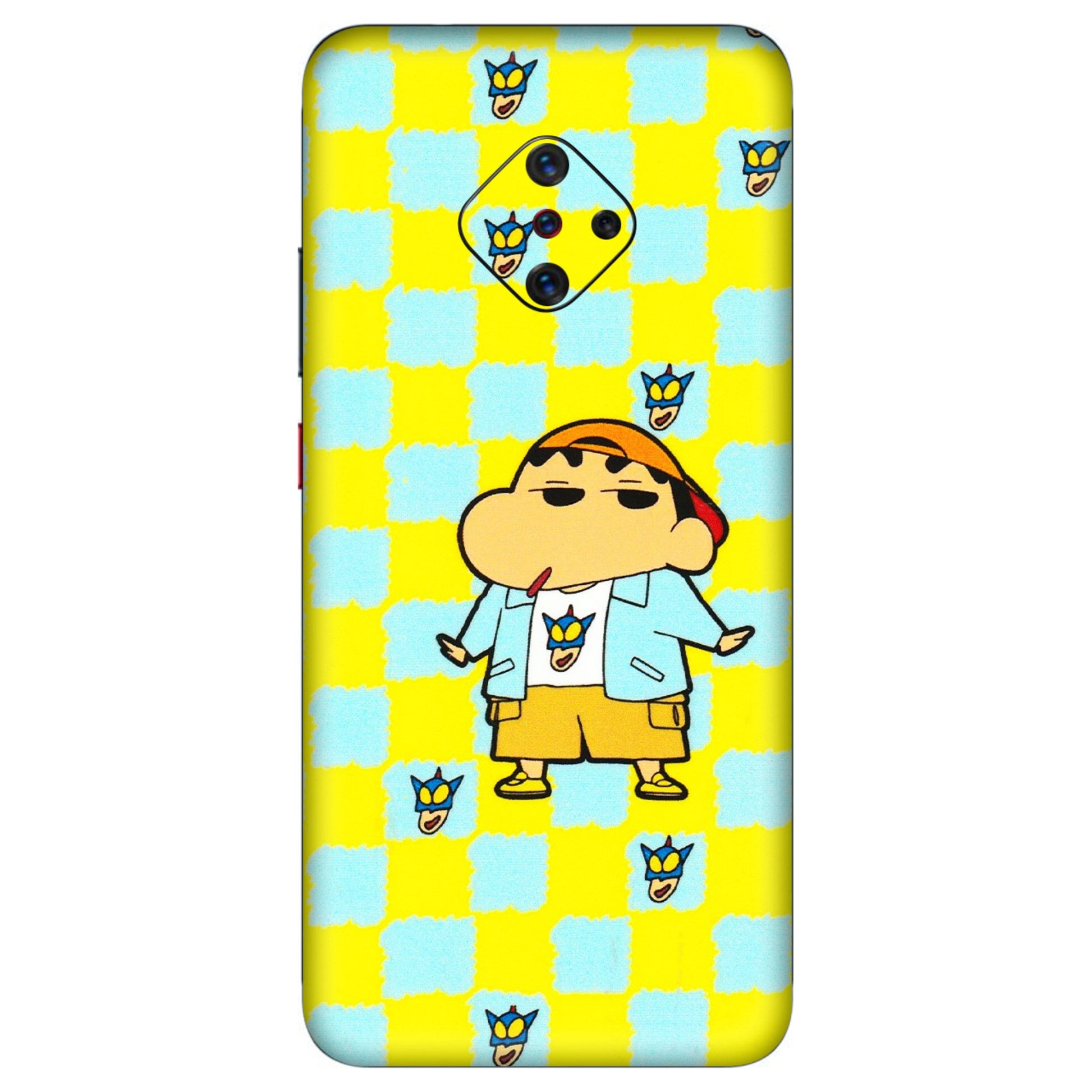VIVO Z/V/X/T/U/S Series Phone Skins (All Models) - Yellow Blue Shinchan Cute - 3D Embossed Finish (L-221) Vivo S1 Pro