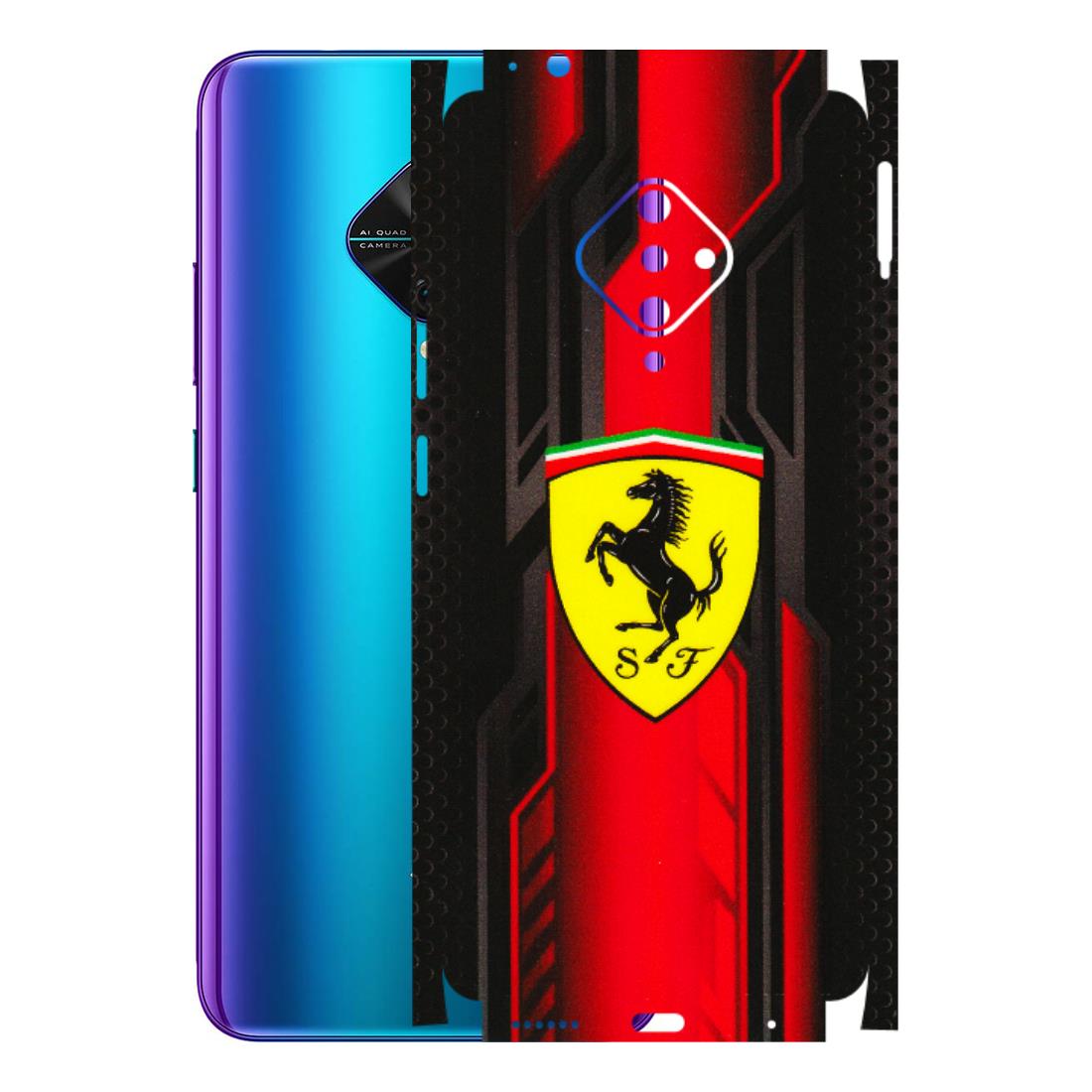 VIVO Z/V/X/T/U/S Series Phone Skins (All Models) - Black Ferrari Logo - 3D Embossed Finish (L-253) Vivo S1 Pro