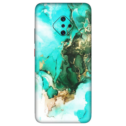 VIVO Z/V/X/T/U/S Series Phone Skins (All Models) - The Blue Gold Marble - Matte Finish (M-124) Vivo S1 Pro