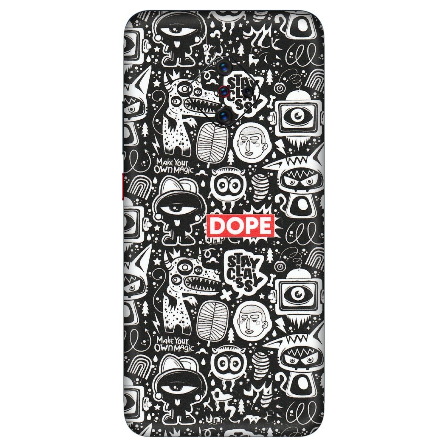 VIVO Z/V/X/T/U/S Series Phone Skins (All Models) - Dope Stay Classy Black Doodles - Matte Finish (M-126) Vivo S1 Pro