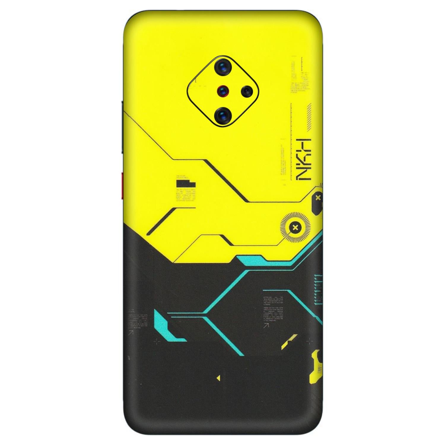 VIVO Z/V/X/T/U/S Series Phone Skins (All Models) - Black Yellow Technica - Matte Finish (M-53) Vivo S1 Pro