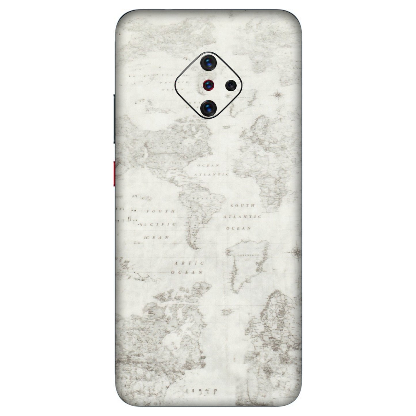 VIVO Z/V/X/T/U/S Series Phone Skins (All Models) - World Travel Map - Transparent Finish (T-04) Vivo S1 Pro