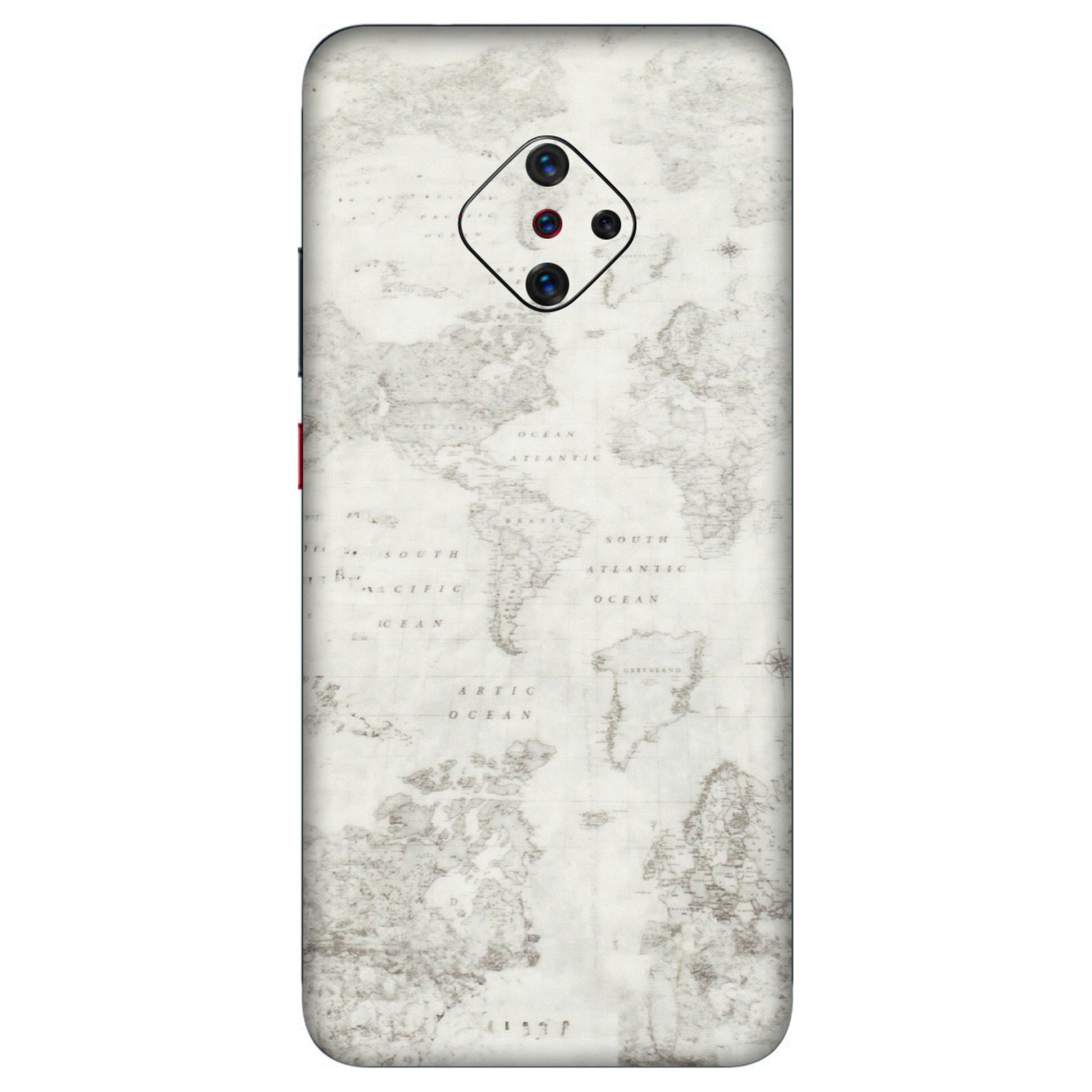 VIVO Z/V/X/T/U/S Series Phone Skins (All Models) - World Travel Map - Transparent Finish (T-04) Vivo S1 Pro