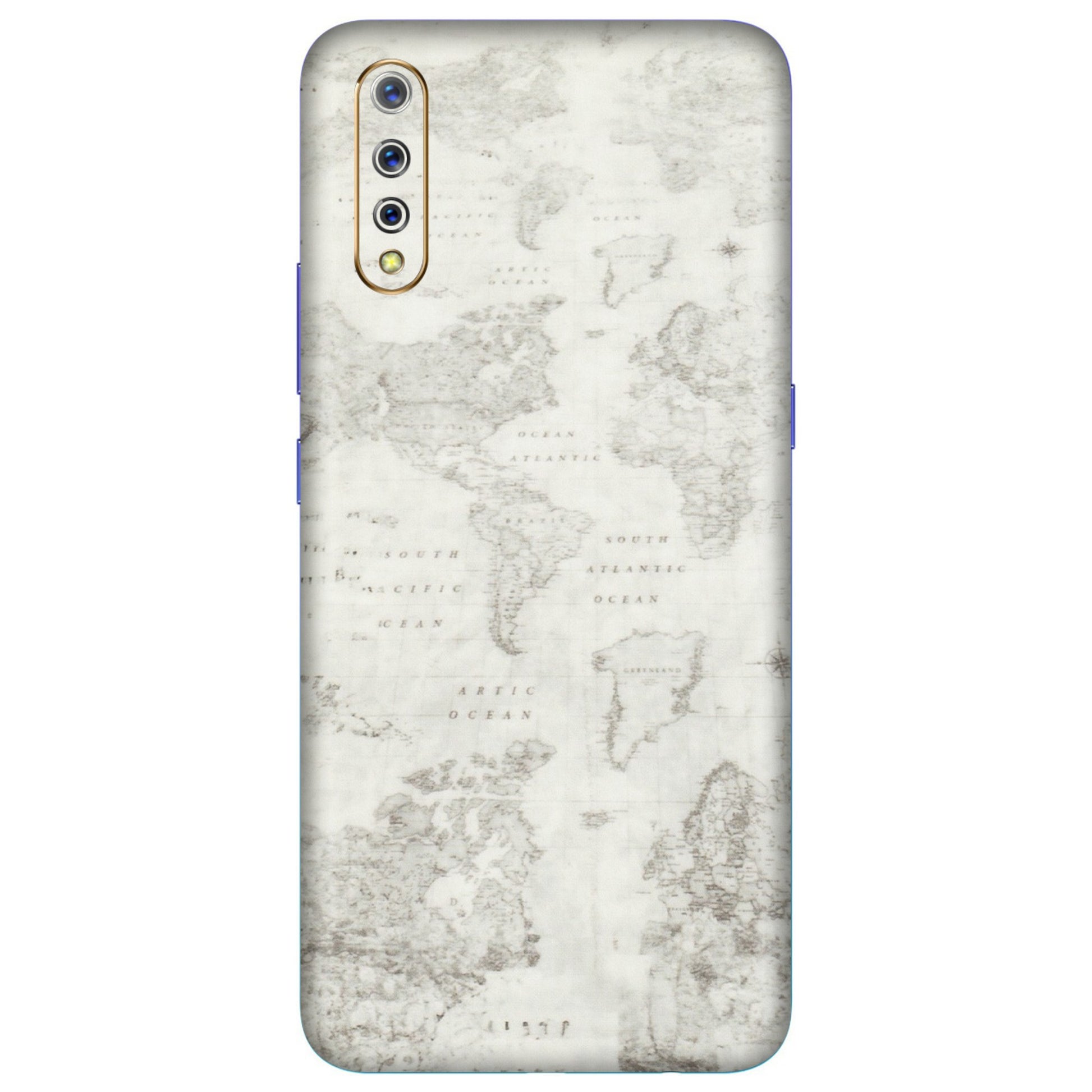 VIVO Z/V/X/T/U/S Series Phone Skins (All Models) - World Travel Map - Transparent Finish (T-04) Vivo S1